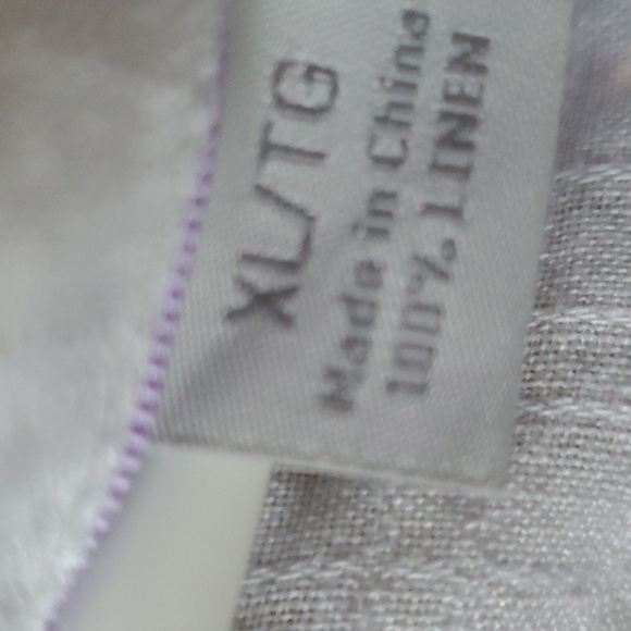 Tommy Bahama lavender and yellow stripe button down 100% linen XL SS - Picture 10 of 13